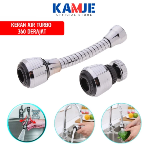 KAMJE Sambungan Kran Air Saringan Filter Penyaring Keran Fleksibel Turbo 360 Derajat 2 Mode KMJ083