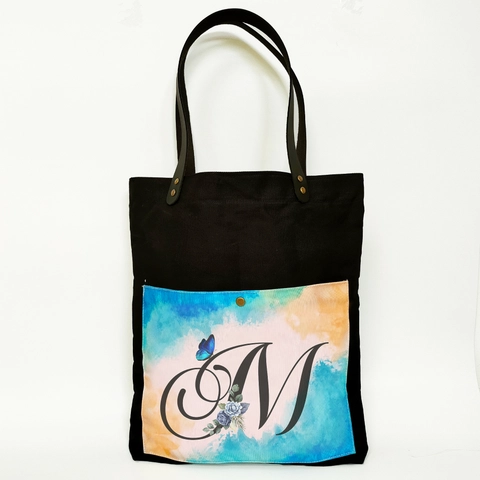 Dewani - Dewani Totebag Hitam ALP-HS-M Tas Kanvas Seri Alphabet