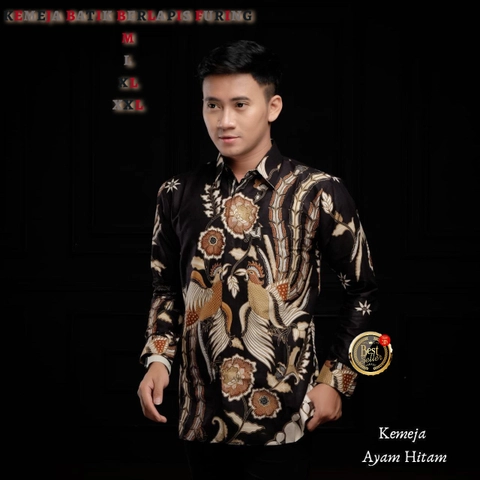 Ks muslim fashion - Kemeja Batik Pria Dewasa Ada Lapisan Furing nya Motif ayam hitam