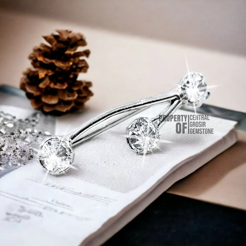 CENTRAL GROSIR GEMSTONE - Anting Perak Asli Silver Permata Zircon Diamond