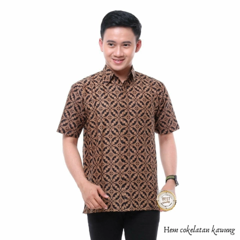 Khisna collection - Hem batik pria dewasa motif Kawung coklat