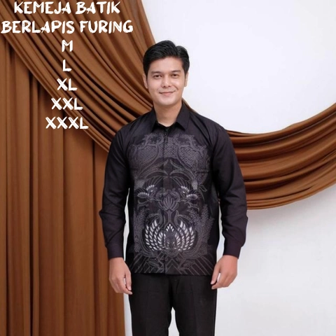 Khisna collection - Kemeja Batik Pria Berlapis Furing Modern Dipakai sangat nyaman motif pusakaa