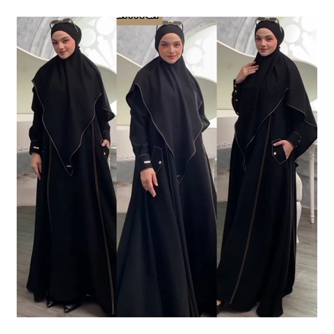 Khisna collection - Abaya gamis set hijab Raudhah hitam
