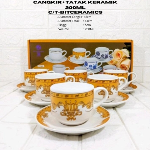 AHS - BIT CERAMIC CANGKIR TATAK 1 SET BUNGA MERAH