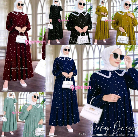 Fisky Collection - Gamis Pinkan Poky Rayon Motif Polka