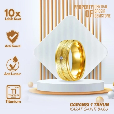 CENTRAL GROSIR GEMSTONE - Cincin Couple Titanium Emas Diamond