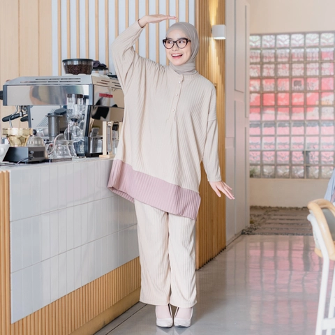 Mybamus - Gyna One Set Knit Oversize - Setelan Bigsize - Setelan Busui - Atasan Dan Celana