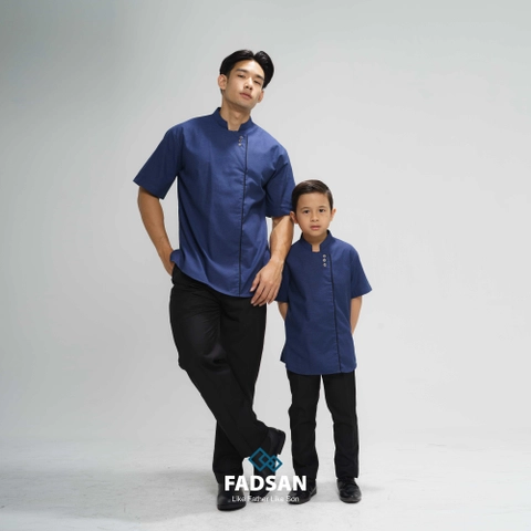 FADSAN - Kemeja Modern Polos Couple Ayah Anak Warna Midnight Blue - Orient Series