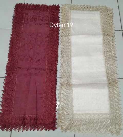Dylan 19 [TA] - Taplak Meja Tamu Bordir Organdi 40x100 - Merah/Cream