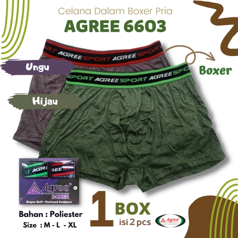 Agree 6603 CD / Celana Dalam Boxer Pria Cowok Laki Segi Empat 1 Box Isi 2 pcs