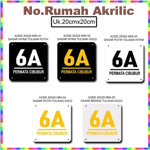 Pusat Advertising - Papan Akrilic Nomor Rumah Akrilik Model Kotak Ukuran 20cm x 20cm