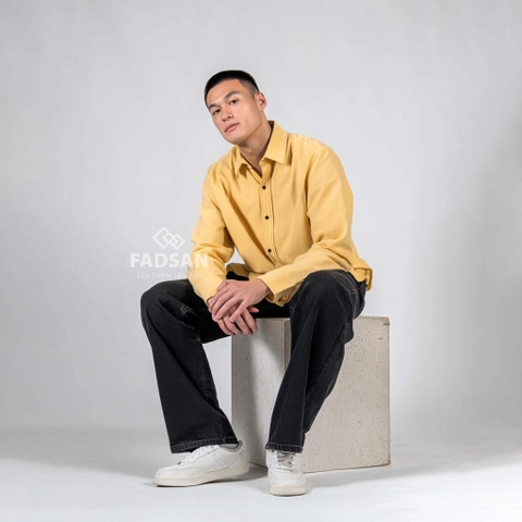 FADSAN - Koko Muslim Polos Lengan Panjang Couple Ayah dan Anak Warna Yellow Grind - Grit Series