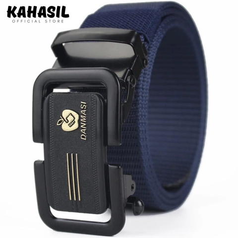 KAHASIL - Ikat Pinggang Sabuk Gesper Pria Nylon Kanvas Kepala Besi Panjang 120cm KHBELT02