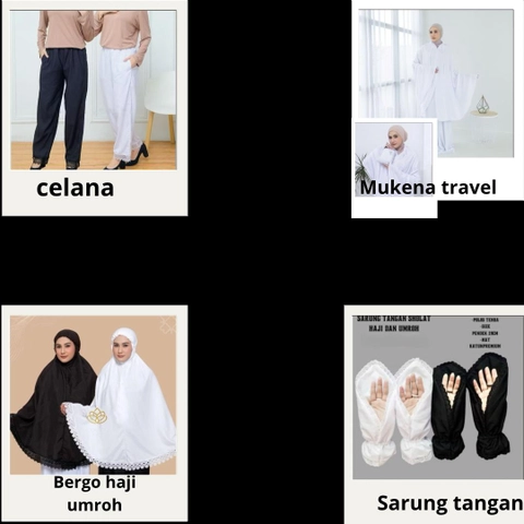 qaydstoreid - isi 4 pcs paket haji umroh Mukena bergo sarung tangan celana haji