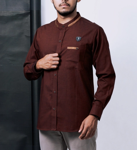 Al liwa official - BAJU KEMEJA KOKO PREMIUM STANFORD BUNGLON LENGAN PANJANG WARNA MAROON