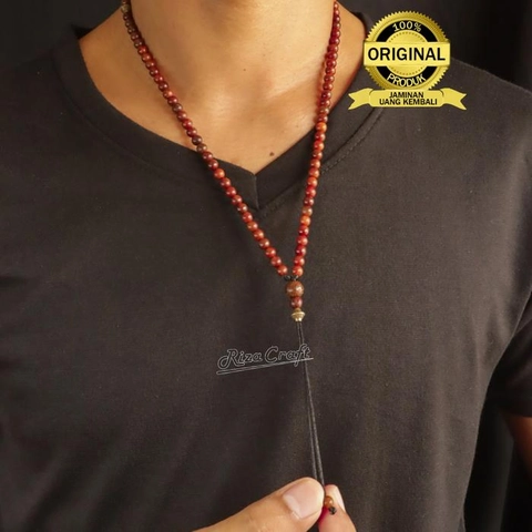 Riza Craft - Kalung Tasbih Kecil 99 Butir Kayu Kokka Kaukah Kokkah Coklat ASLI Turki Arab Mesir Pria Wanita