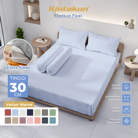 Kintakun - Kintakun Cotton Feel Sprei Set Pocket 120/160/180/200 Single Queen King Minimalis Fitted Polos T30
