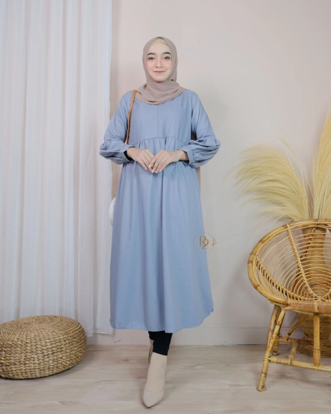 Erdua - Dealisa Long Tunik by Erdua 1133 Atasan Katun Toyobo Lengan Balon Busui Polos