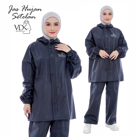 JAS HUJAN RAINCOAT Terbaik Pria Wanita BY VDK Anti Rembes Hitam