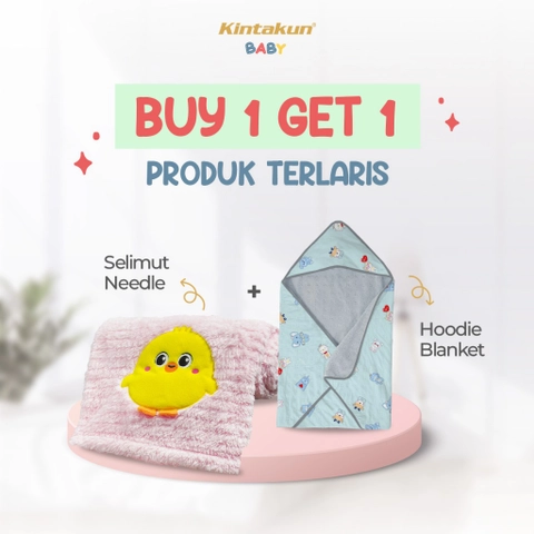 Kintakun Baby - [BUY 1 GET 1] Kombo Hemat Needle Blanket Selimut Bayi+Selimut Hoodie Selimut Handuk