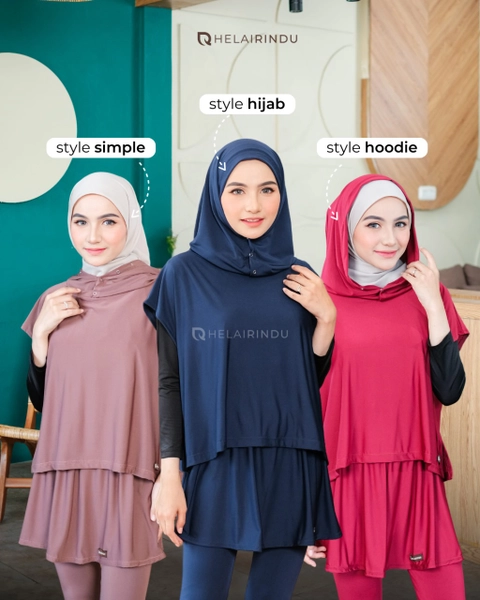 HELAIRINDU - Hijab Sport Outer Hoodie Baju Olahraga Muslim Wanita Naomi