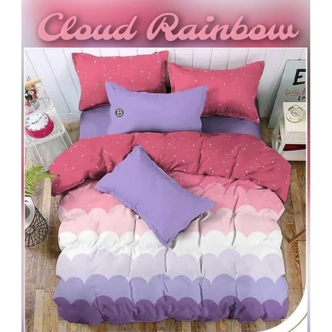 Galeripuko - Cloud Rainbow Pink - Sprei Katun Ukuran 180 Kasur King