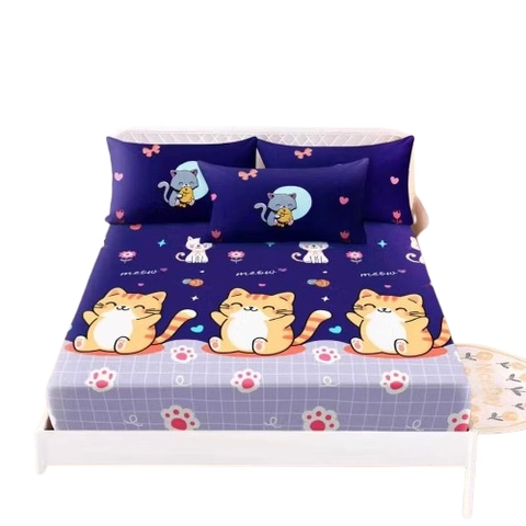 Galeripuko - Sprei Katun Premium Motif Meow Blue