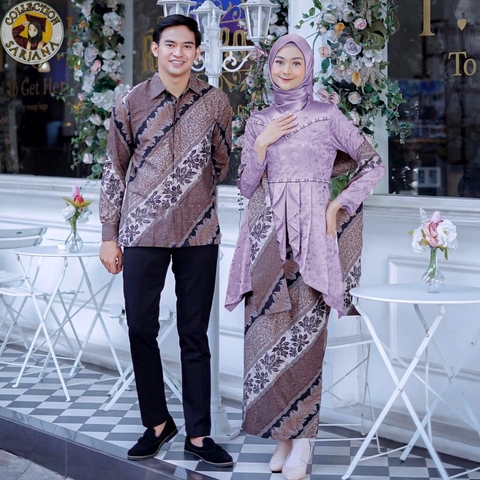 KEBAYA BRUKAT BATIK COUPLE TERBARU - BRUKAT MUTIA - Brokat Tille Mutiara - Furing Satin - Payet Muti