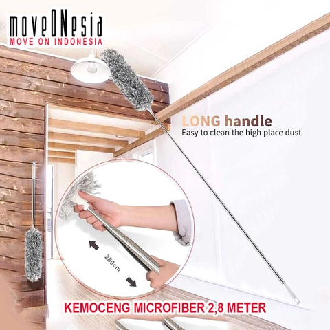 Moveonesia - Kemoceng Microfiber Teleskopik Hampir 3 Meter Alat Pembersih Celah-Celah Langit Rumah Fleksibel