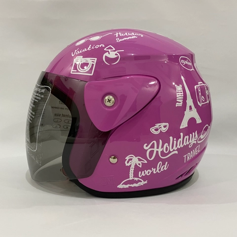 Helm Nuvo Traveling Pink Glossy - Helm SNI - Helm Dewasa