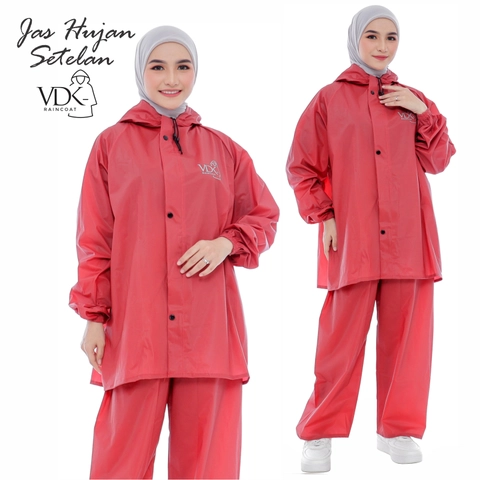 JAS HUJAN RAINCOAT Terbaik Pria Wanita BY VDK Anti Rembes Merah