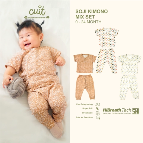 Kintakun Baby - Kintakun Baby X Cuit Kimono Set Bayi Snap Button Mix Tangan Pendek Celana Panjang Anak Soji 0-2 Tahu
