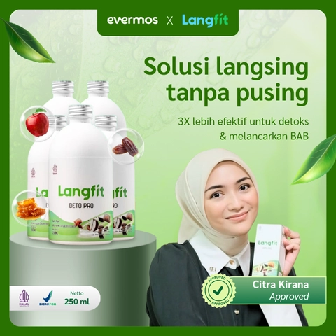Langfit - Bundling 5pcs Deto Pro Cuka Apel + Madu Stevia Probiotik Chia Seed