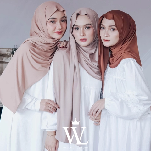 Sakura Baru X Willofi - Hijab Pashmina Floryn Instan Inner Oval Meleyot Spandek Jersey Premium Musli