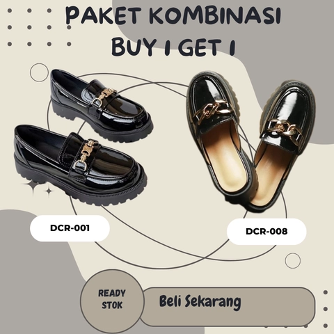 LUXIA - Paket Kombinasi Buy 1 Get 1 Sepatu Oxford Wanita Series DCR-001 & DCR-008