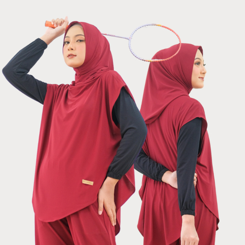 HELAIRINDU - Hijab Sport Menutup Dada Outer Hoodie Kerudung Olahraga Royal Jersey