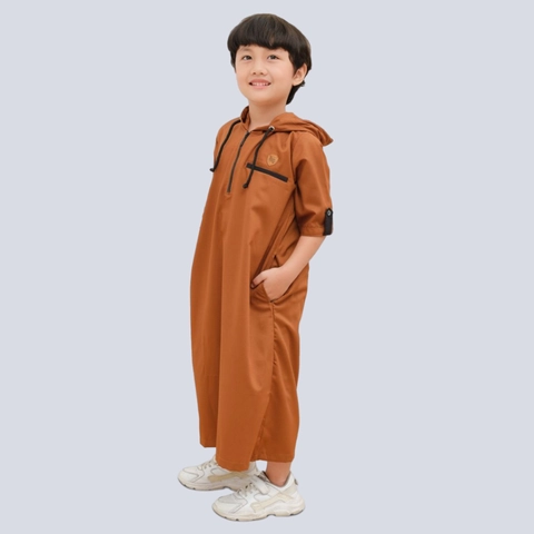 Kawan Muslim - Jubah Gamis Anak Laki Laki Hoodie Usia 1-14 Tahun Lengan 3/4 Bahan Adem (km8)