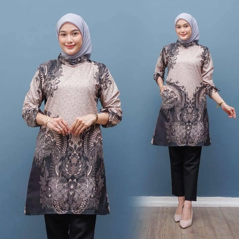 Ks muslim fashion - Baju atasan wanita modern kekinian tunik batik motif alexander