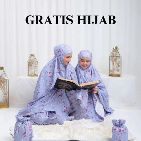 qayd - BELI MUKENA GRATIS HIJAB Uzn Mukena Travelling Motif Bunga Katun Micro Ibu & Anak 2in1