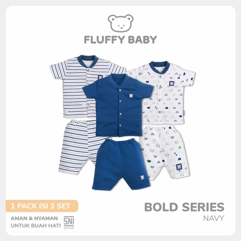 FLUFFY - FLUFFY Stelan Baju Pendek Pendek BOLD (Isi 3Psng) SBD3X NAV 123
