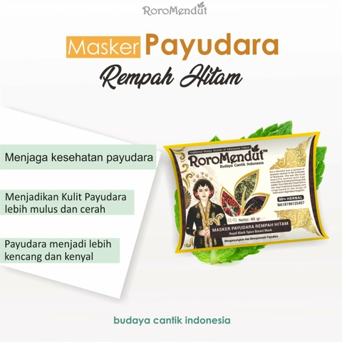 Roro Mendut Skincare - Masker Payudara Rempah Hitam Masker Pengencang dan Pencerah Payudara