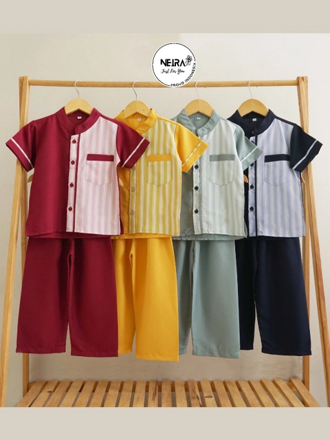 Neira - [PO] Setelan Koko Baju Muslim Anak Laki-laki + Peci Canarcia 0-9 tahun