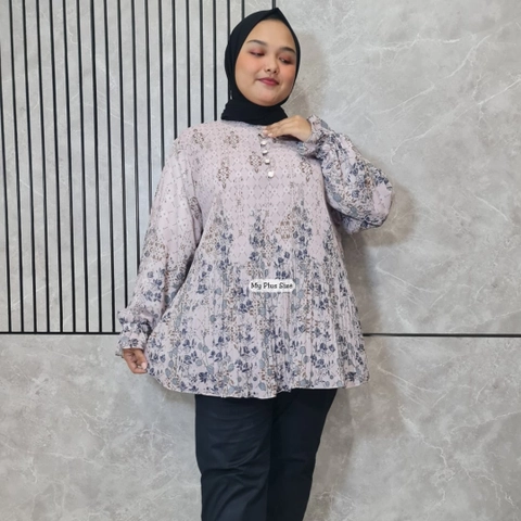 My Plus Size - Blouse Plisket Wanita Jumbo 3844 Ld 125 / 135 & 145 cm