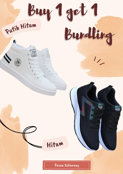 Koekita - Paket Bundling Buy 1 Get 1 Sepatu Bot Pria Sneakers Casual Kunmai Sport & Sport Fs-06