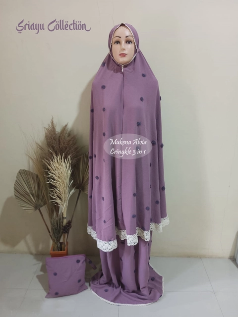 SRIAYU COLLECTION - MUKENA CRINGKLE POM POM 2 IN 1