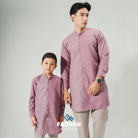 FADSAN - Baju Kurta Bordir Ayah & Anak Lengan Panjang Warna Lilac - Kashmir Series