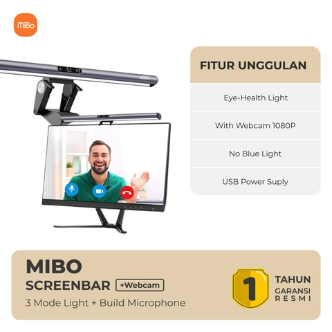 Mibo - MiBo ScreenBar Webcam S1 Lampu Monitor Built in Microphone