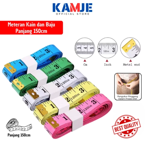 KAMJE Meteran Kain Baju Pakaian Tukang Alat Ukur Badan Tali Ngukur Jahit 150 CM KMJ216