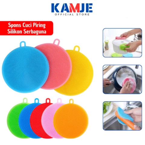 KAMJE Spon Spons Sponge Cuci Piring Silikon Silicone Busa Pembersih Serbaguna KMJ074