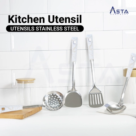 Asta Spatula Stainless Tebal Sutil Sodet Masak Tahan Karat - White Marble